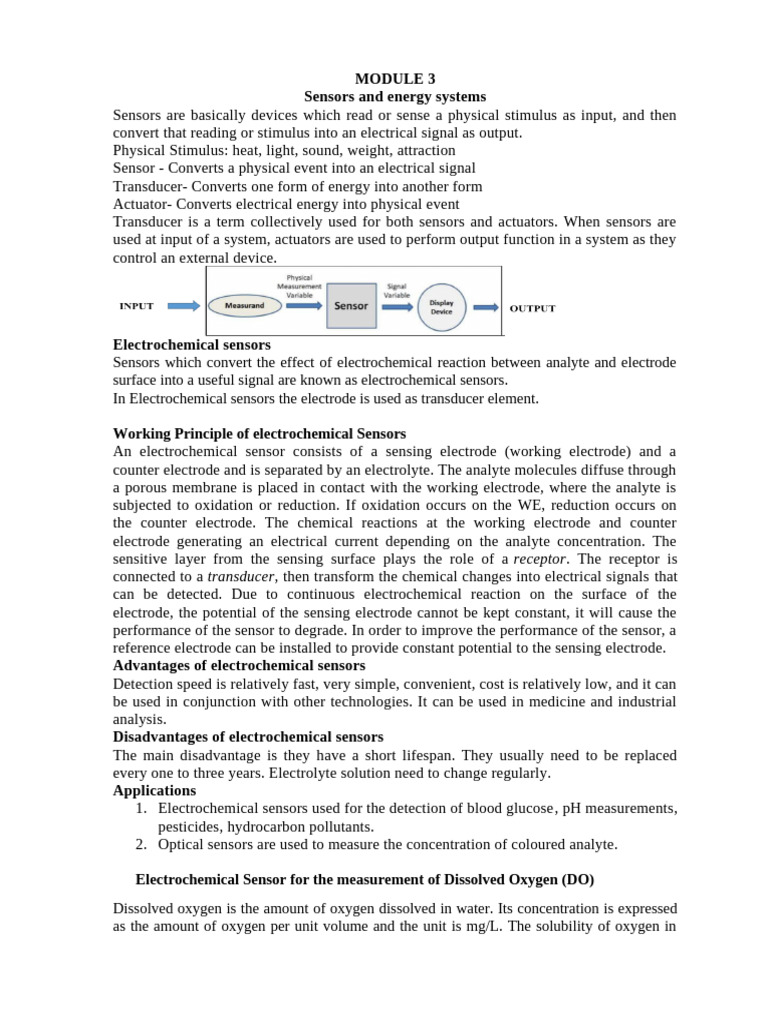 Sensors Notes | PDF | Electrochemistry | Sensor