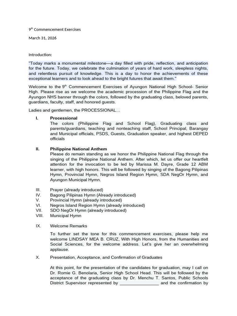 graduation script | PDF