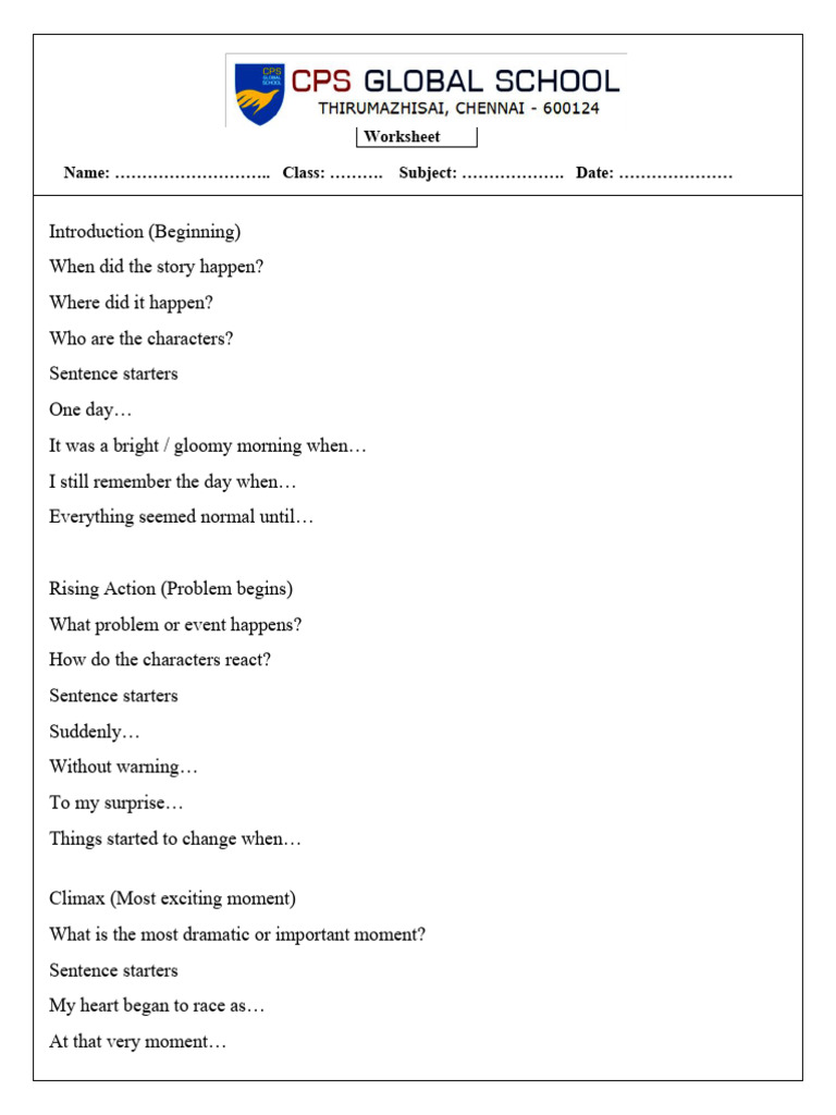 Narrative Writing Template | PDF