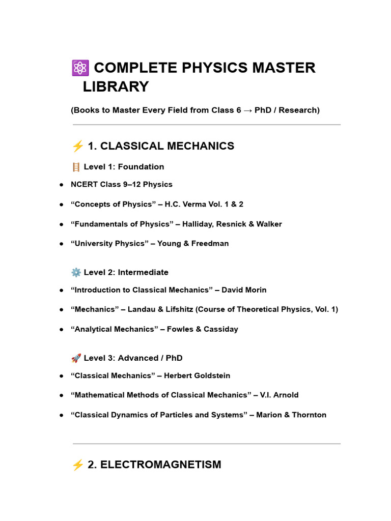 ⚛️ COMPLETE PHYSICS MASTER LIBRARY | PDF | Physics | Theory Of Relativity