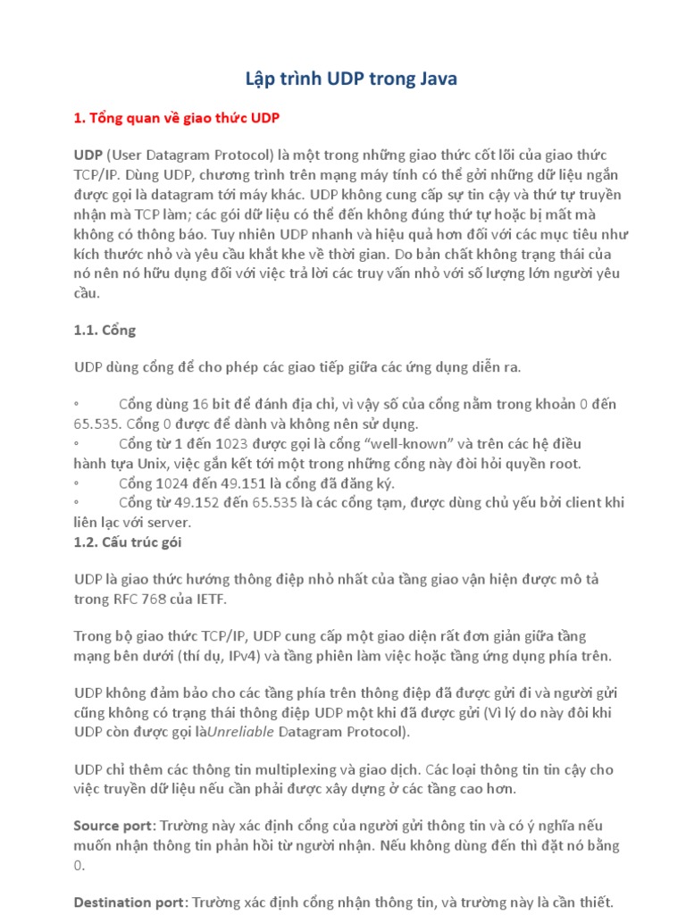 Lập trình UDP trong Java | PDF