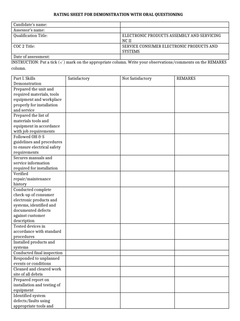 Final Exact Rating Sheet | PDF
