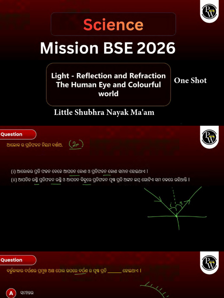 Light - Reflection and Refraction the Human Eye and Colourful World One ...