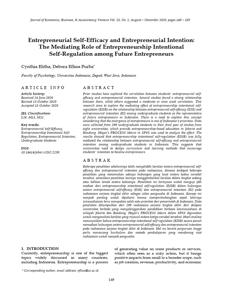 1 | PDF | Entrepreneurship | Self Efficacy