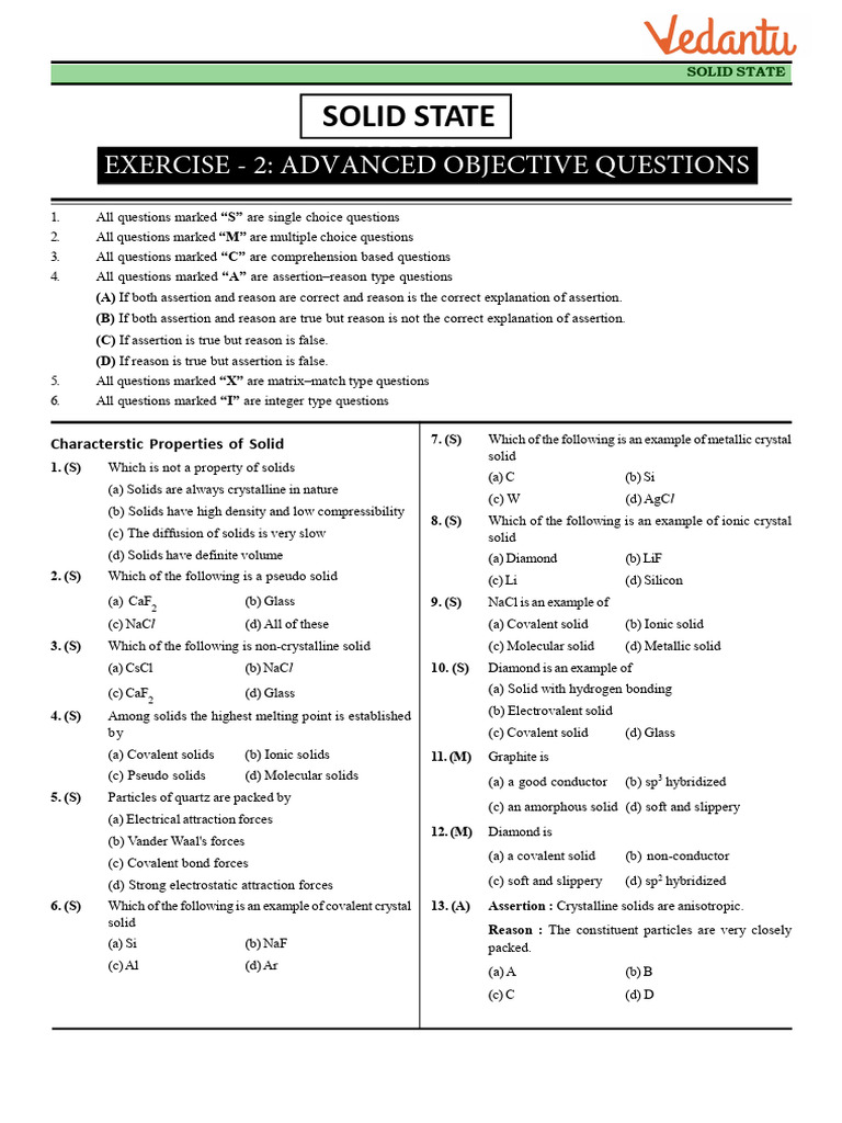 04 Solid State - Exercise-2 | PDF | Crystal Structure | Ion