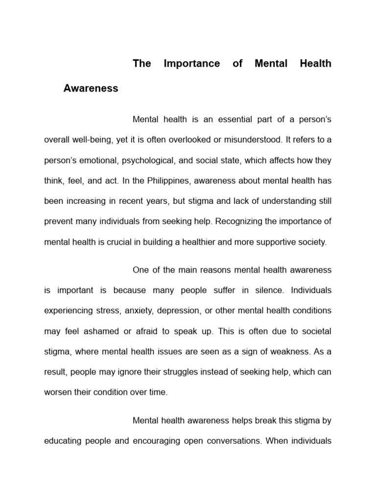 The Importance of Mental Health Awareness | PDF | Mental Health ...