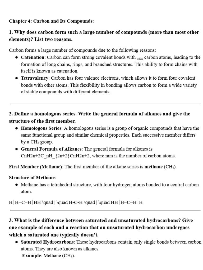Chapter 4_ Carbon and Its Compounds | PDF | Ester | Alkene