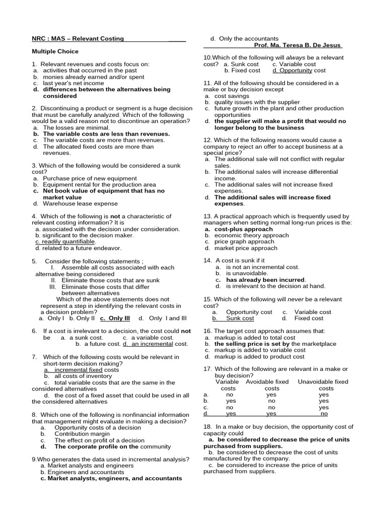 NU-Relevant-costing-MULTIPLE-CHOICE-with-solution-April-2026 | PDF ...