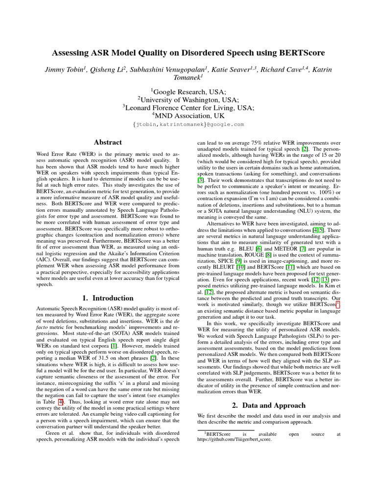 BERTScore for ASR Evaluation | PDF | Speech Recognition | Linguistics