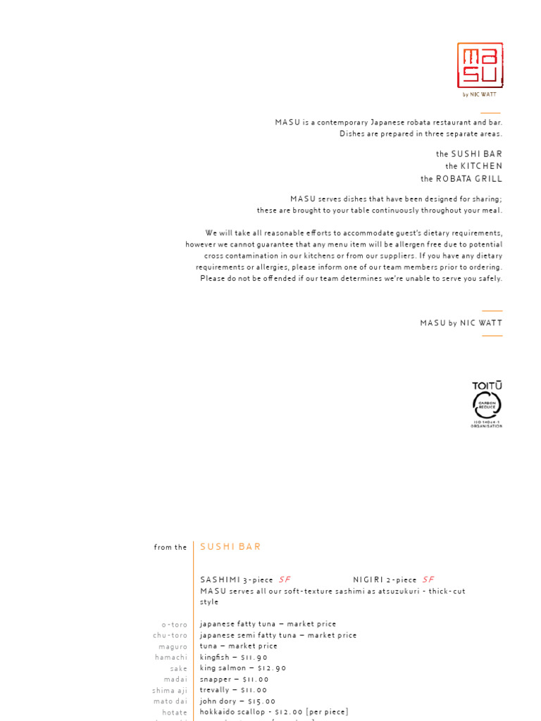 Masu Food Menu Mar 2026 | PDF | Sushi | Japanese Cuisine