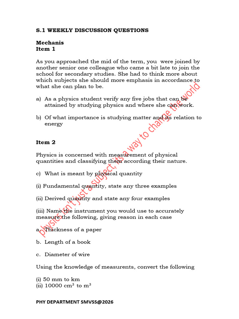 Phy Club Discussion Items | PDF | Classical Mechanics | Mechanical ...