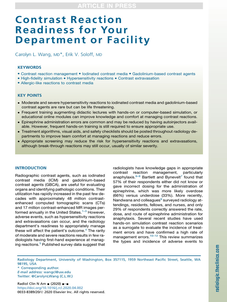 Contrast reaction readiness | PDF