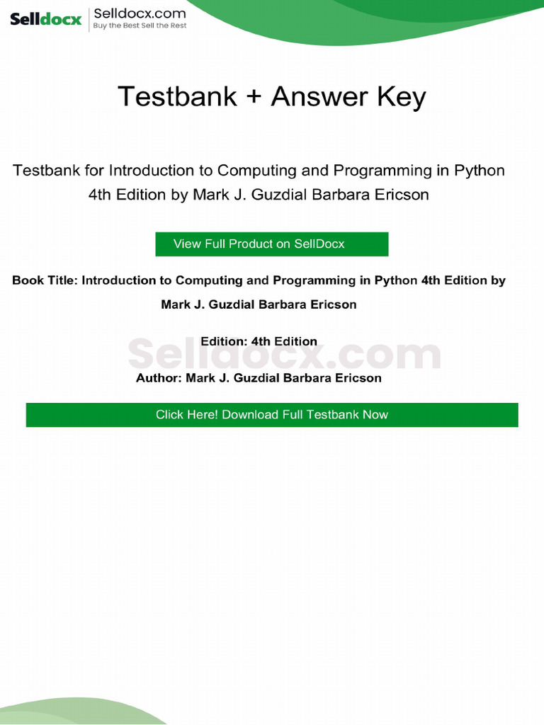 Introduction to Computing and Programming in Python 4th Edition ...
