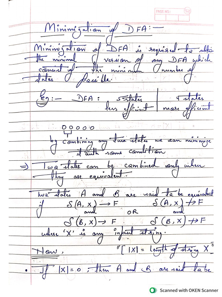 Minimization of DFA Notes Compiler Design | PDF