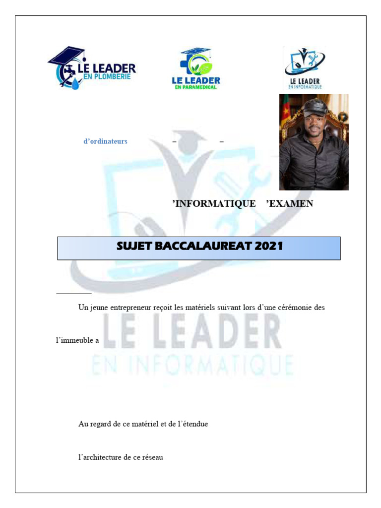Anciens Sujets Info Bac CD + Corrige Leader | PDF | Bases de données ...