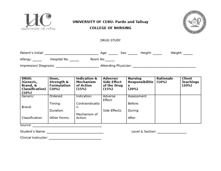 Drug Study Format 2 | PDF
