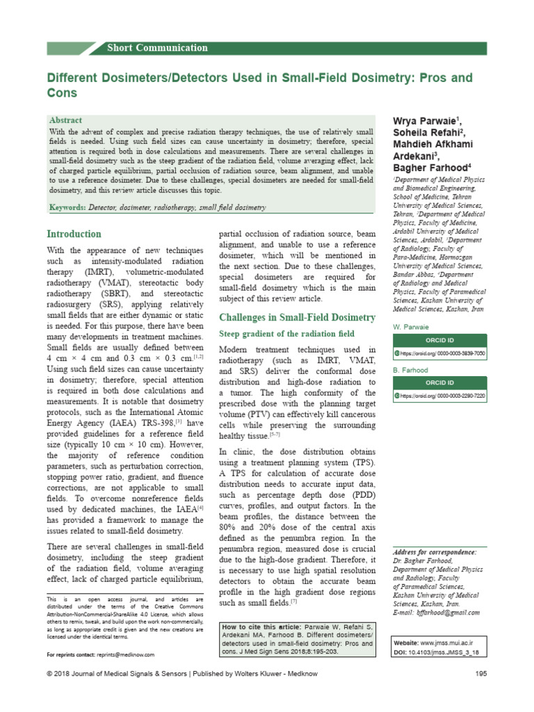 Small Field Dosi Me Try | PDF | Dosimetry | Radiation Therapy