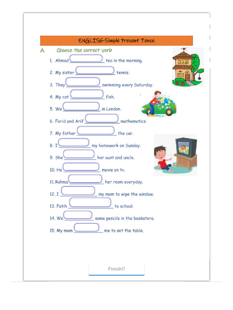 Present Tense Online Exercise for Grade 2 | PDF