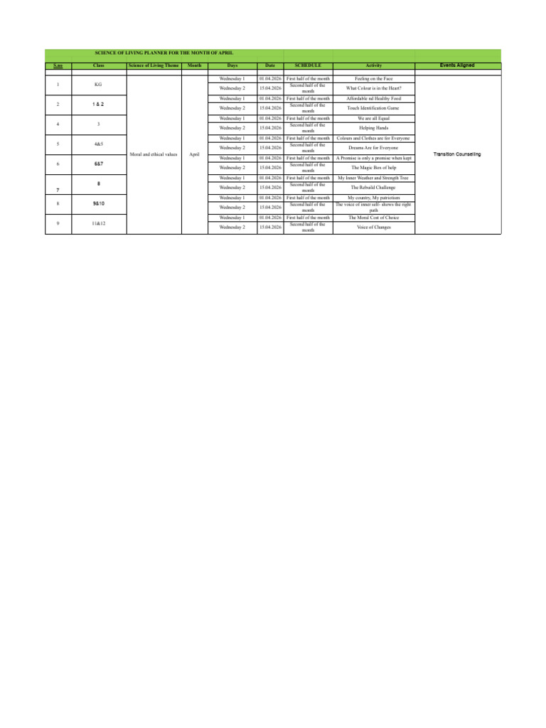 SOL month table | PDF