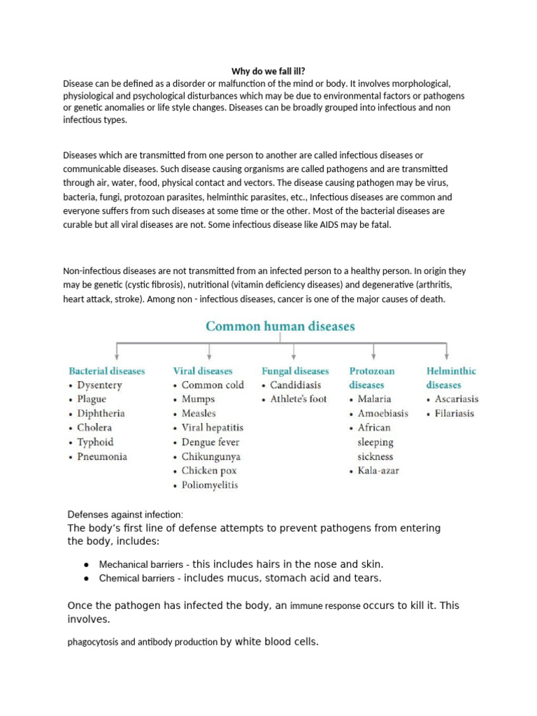 Why do we fall ill-Notes | PDF | Pathogen | Immune System