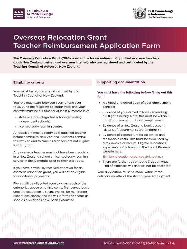 Overseas Relocation Grant Application Form | PDF | Banks | Expense