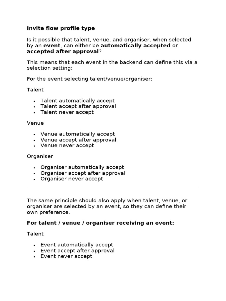Invite Flow Profile Type - 5th of March | PDF