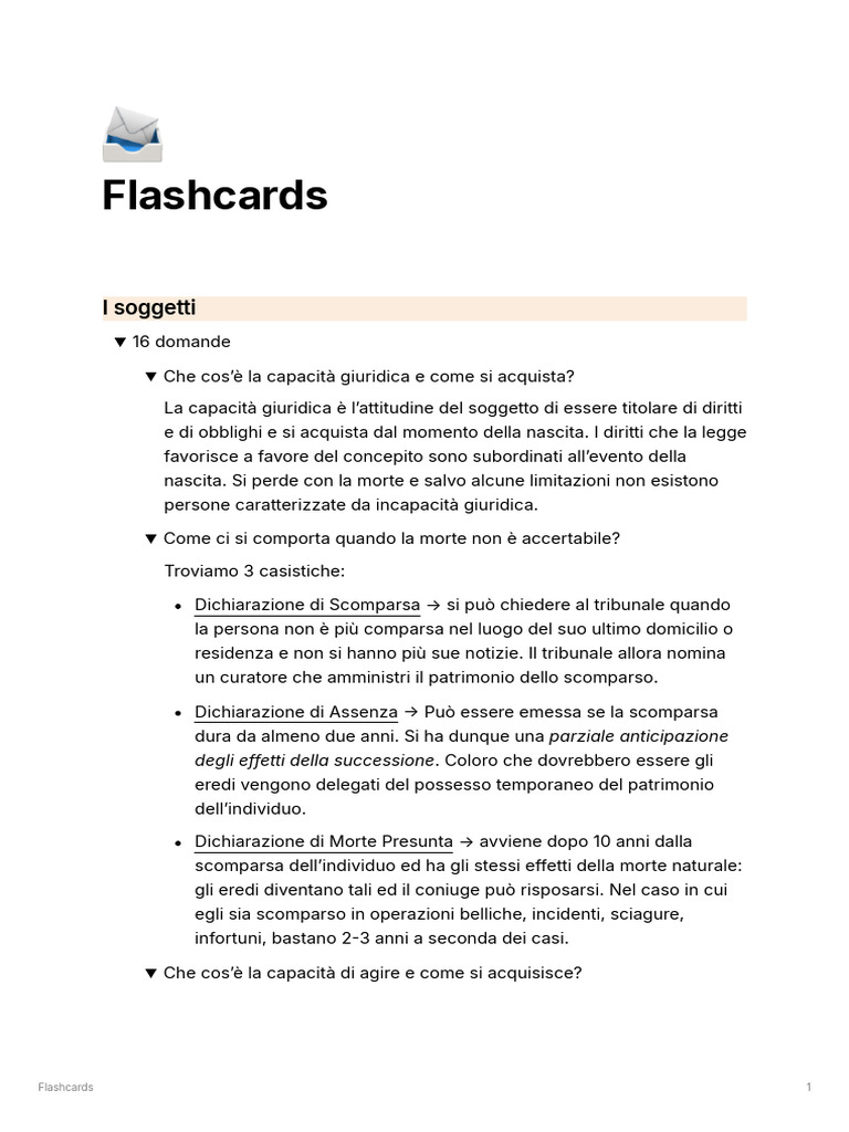 Flashcards Diritto Privato | PDF