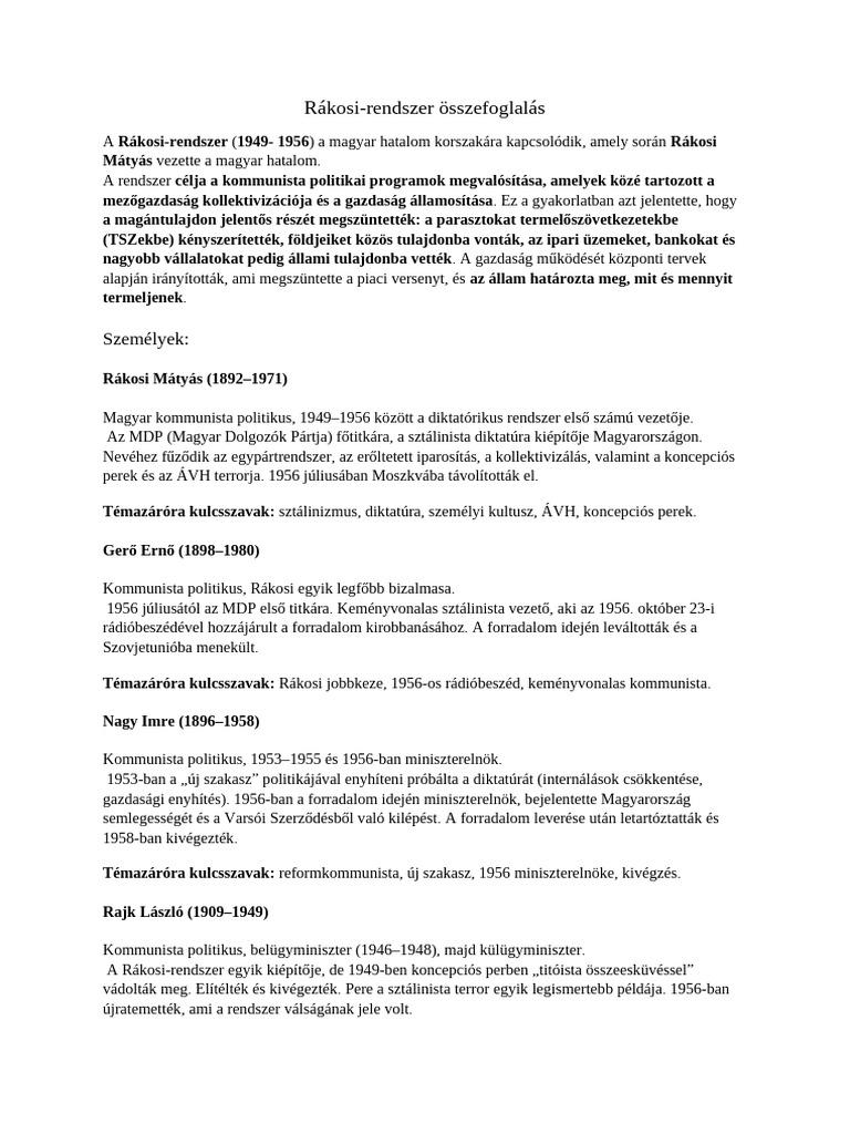Rákosi-rendszer | PDF