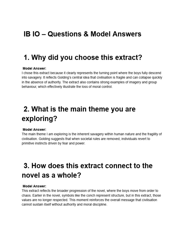 IB IO – Questions & Model Answers | PDF | Human Nature | Civilization