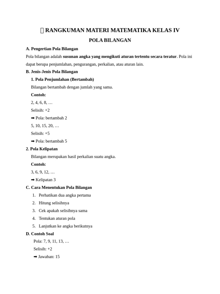 ? Rangkuman Materi Matematika Kelas IV | PDF