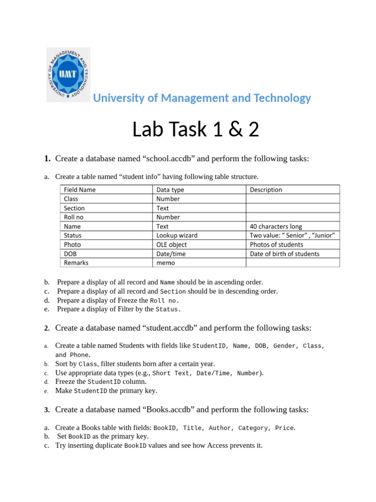 Lab Task 1 & 2 | PDF
