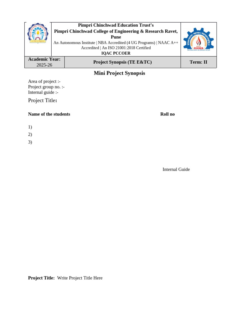 Mini Project Synopsis | PDF