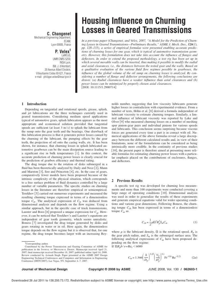 Housing Influences On Churning Losses in Geared Transmissions PDF