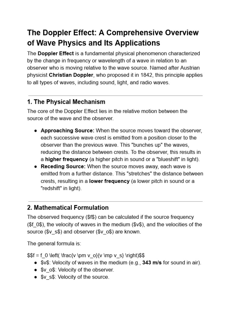 The Doppler Effect_ a Comprehensive Overview of Wave Physics and Its ...