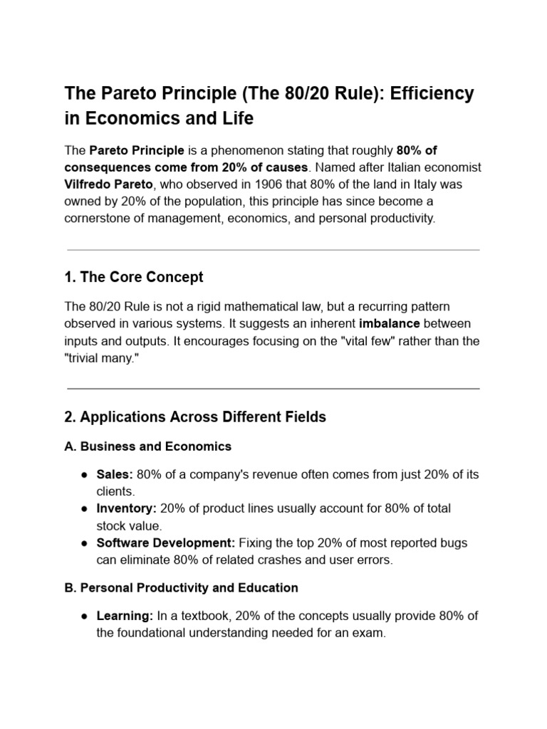 The Pareto Principle (the 80_20 Rule)_ Efficiency in Economics and Life ...