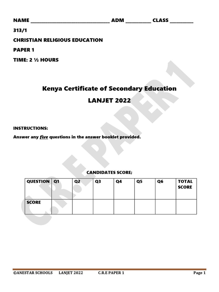 Cre Paper 1 Q | PDF