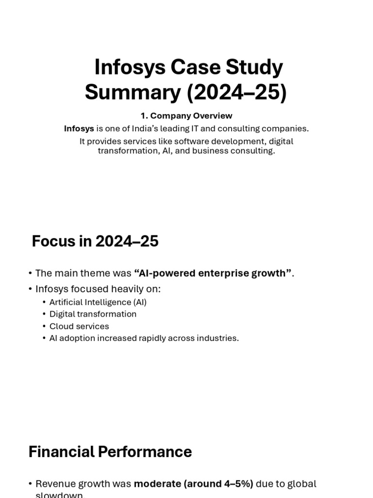 Infosys Case Study Summary (2024–25) | PDF | Artificial Intelligence ...