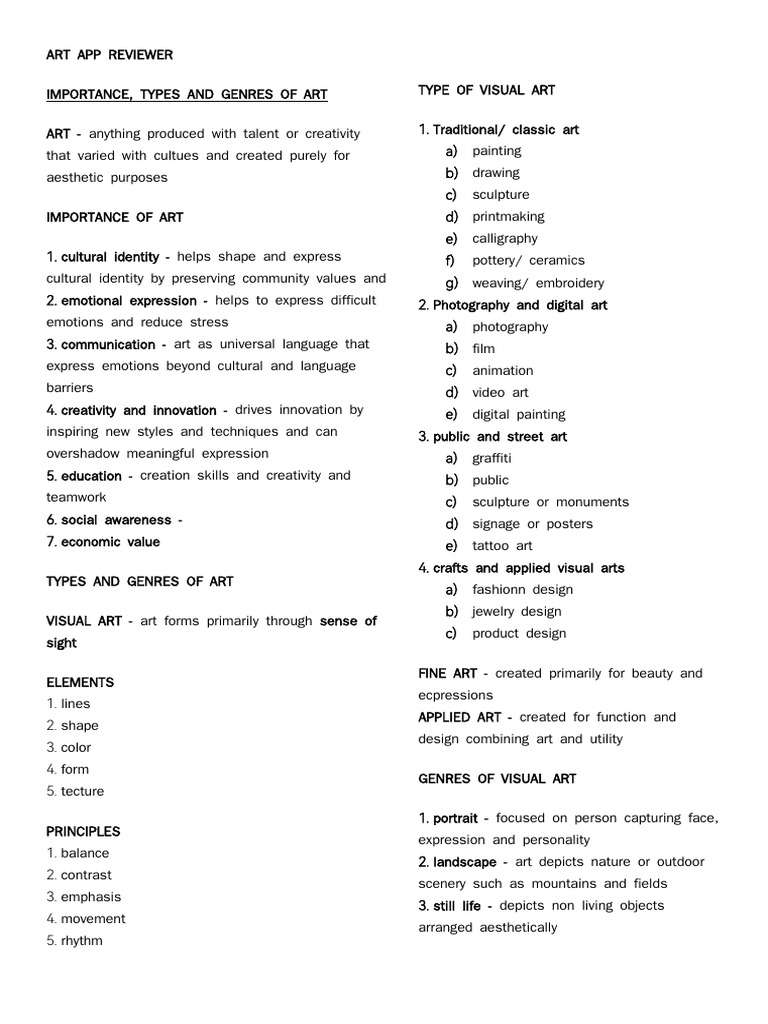 Art App Reviewer (Completed) | PDF | Composition (Visual Arts) | Color