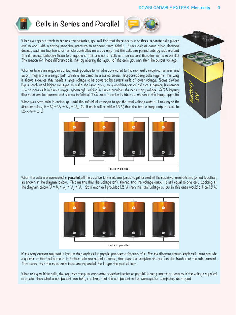 Elec Cells in Series and Parallel | PDF | Series And Parallel Circuits ...