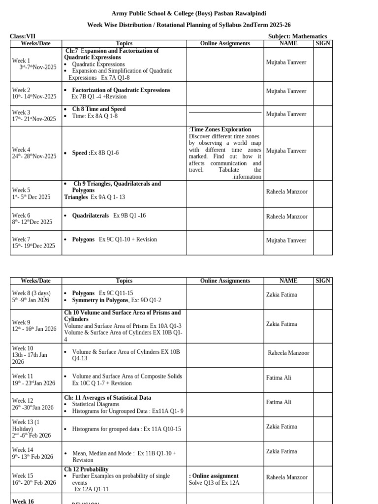 Class 7 2nd Term Mega Coor 2025-26 | PDF | Mathematics