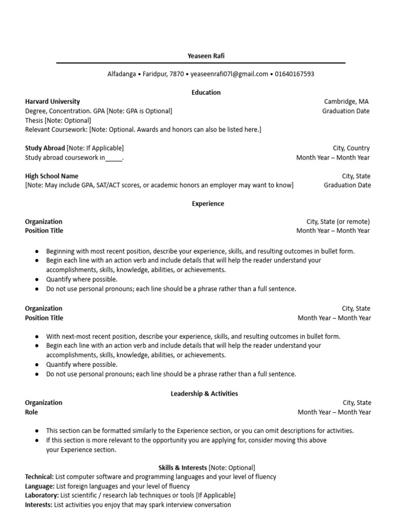 MCS Resume Template (Bullet Points) | PDF | Linguistics