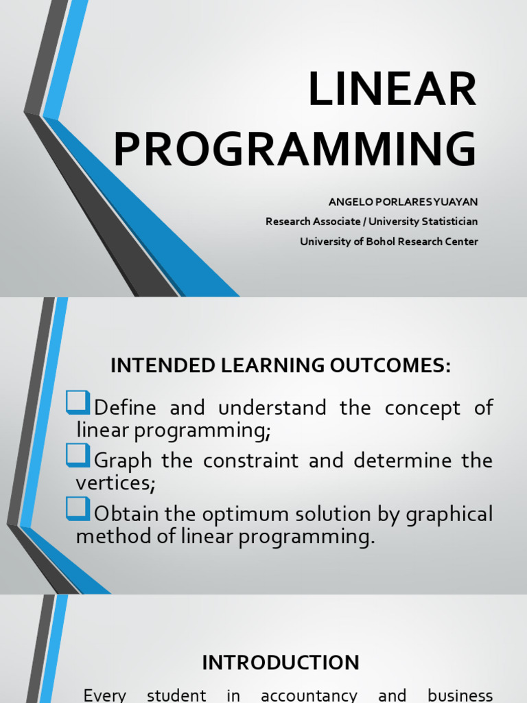 Management Science Topic 11 Linear Programming Graphical Method | PDF ...
