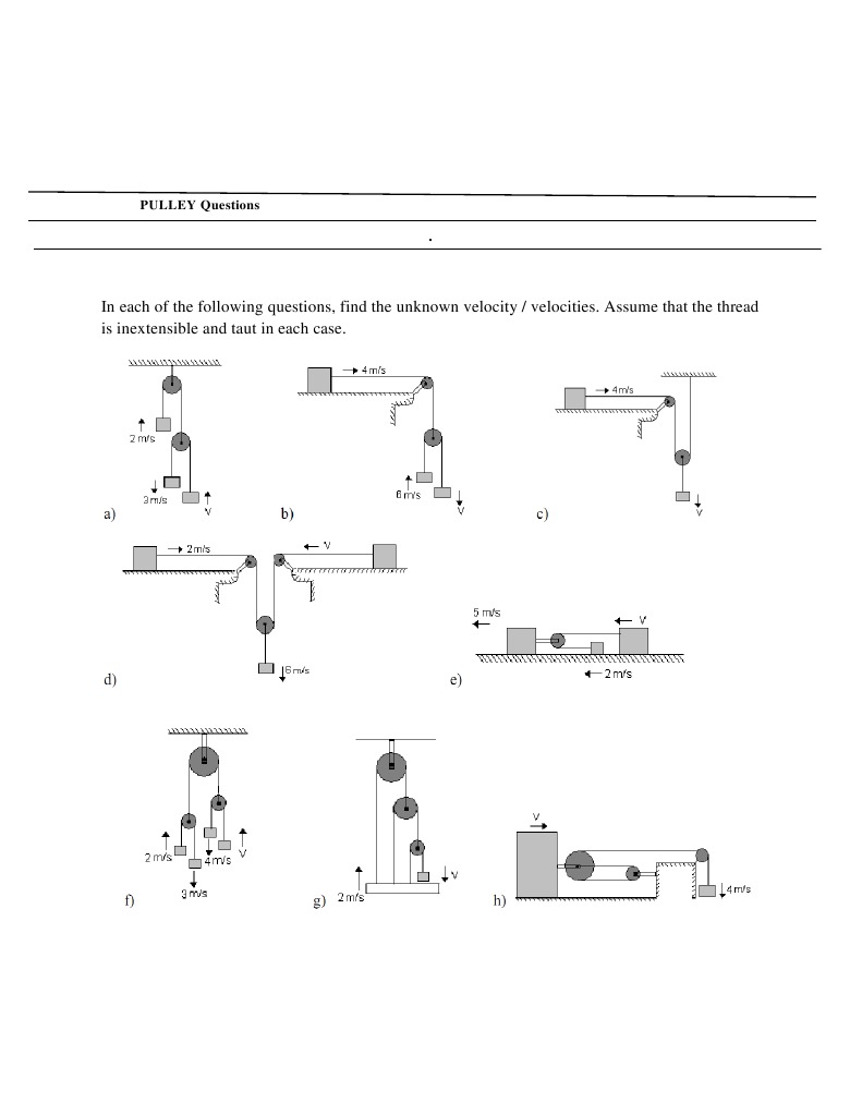 Pulley Questions PDF