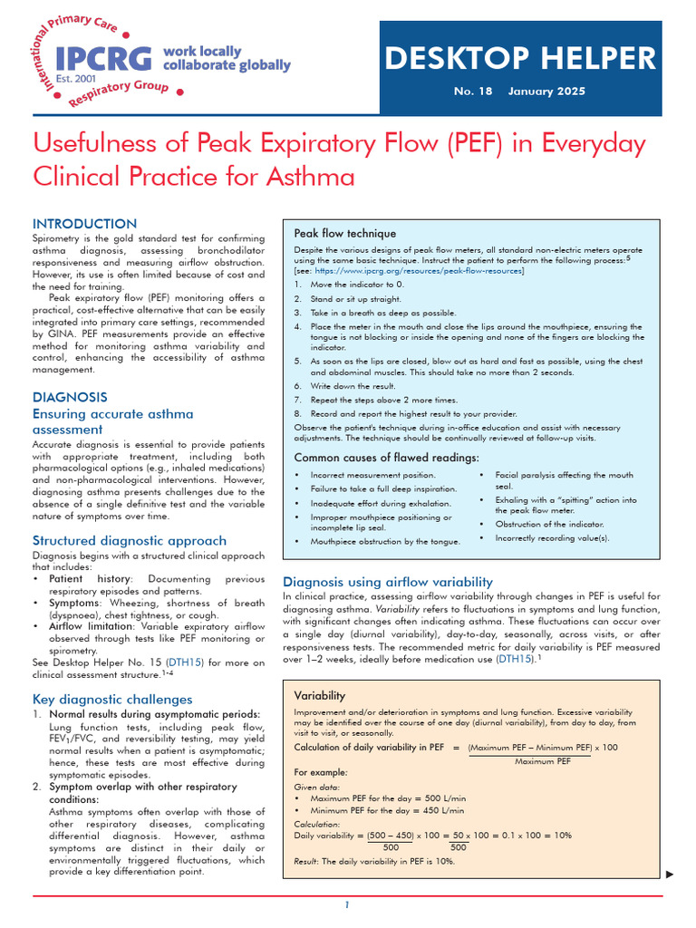 IPCRG DTH 18 Usefulness of Peak Expiratory Flow PEF in Everyday ...