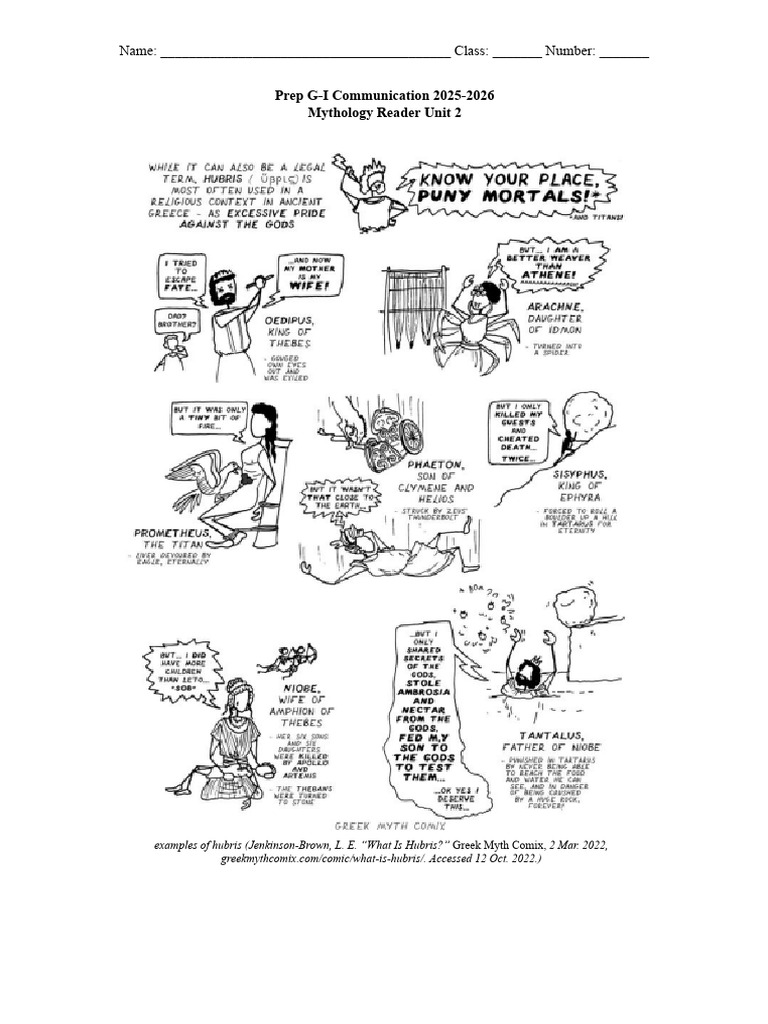 FINAL Prep Comm Stream 1 Unit 2 Mythology Reader 2025-26 | PDF ...