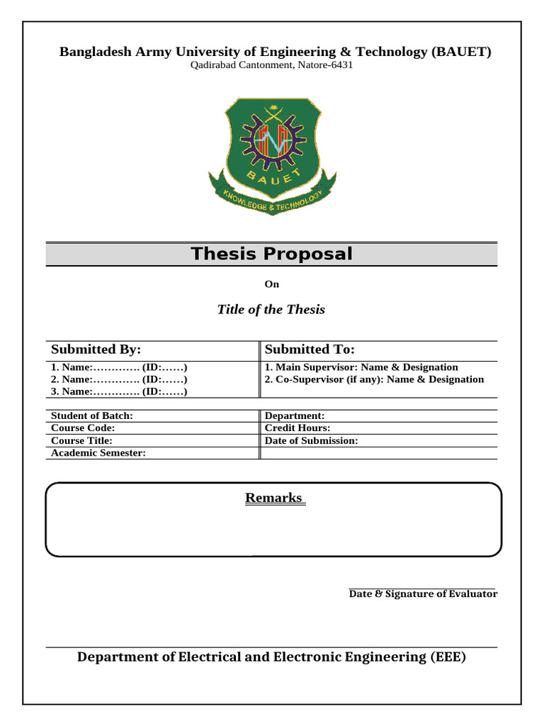Template for Thesis Proposal EEE BAUET | PDF | Photovoltaics ...