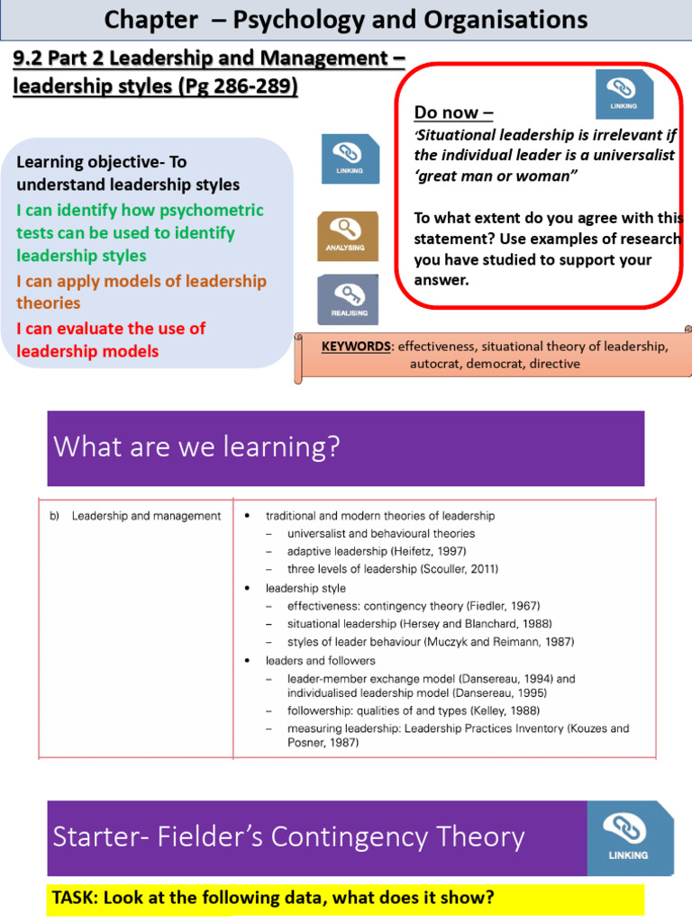 Updated 9.2 Part 2 Leadership and Management Leadership Styles | PDF ...