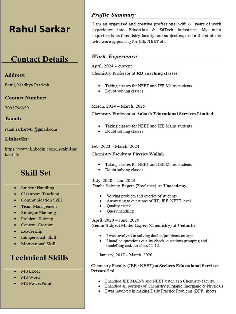 Rahul Sarkar New CV 2026 | PDF