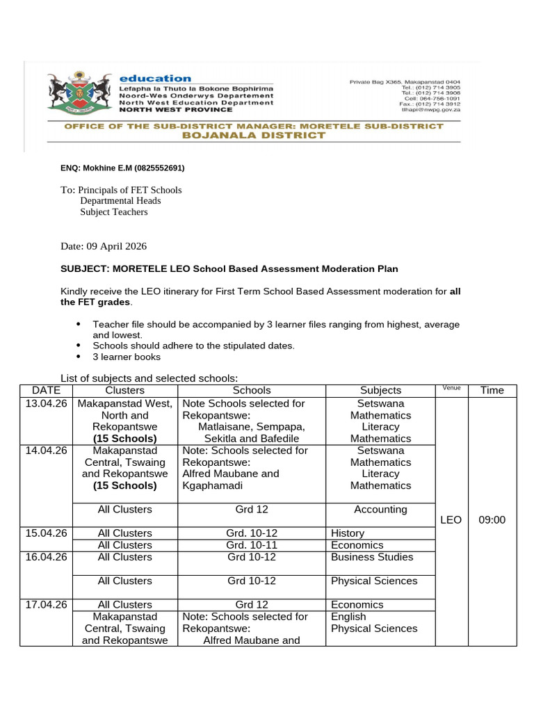 Sba Moderation Plan Term 1 2026 R | PDF