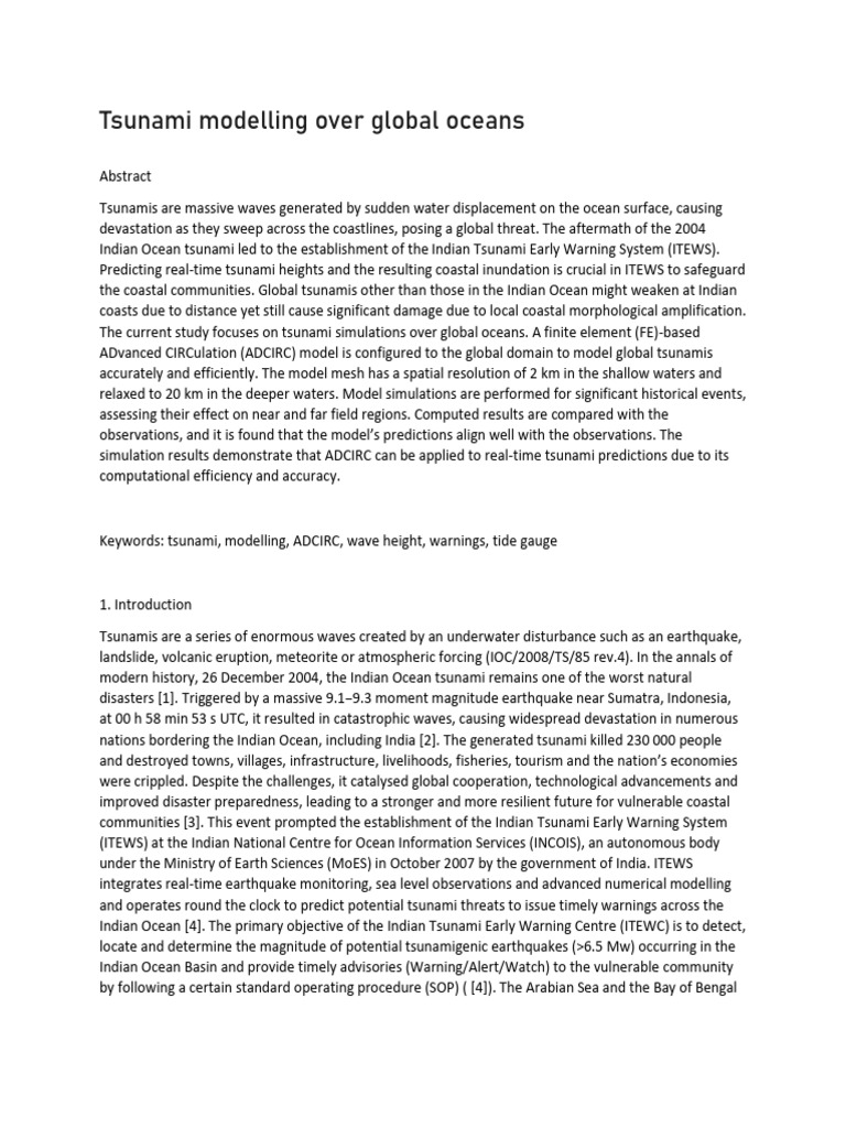 Tsunami Modelling Over Global Oceans | PDF | Tsunami | Earthquakes